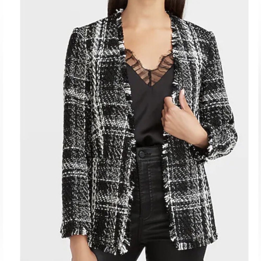 Women's Black and White Tweed Jacket